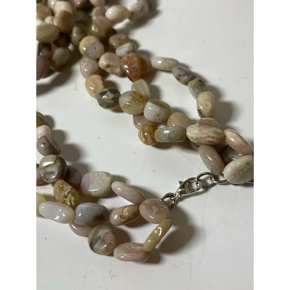 Pink Opal Free Form Multi Strand Beaded Necklace